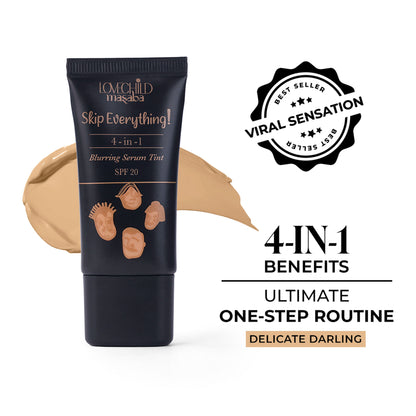 LoveChild Masaba Lovechild Masaba Skip Everything Serum Skin Tint SPF 20 with Vitamin E, liquid foundation for all skin types