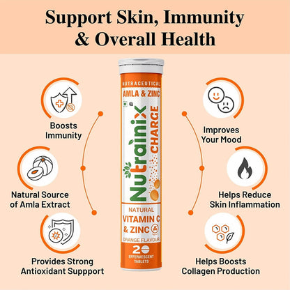 Nutrainix Charge Natural Vitamin C & Zinc Tablets