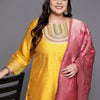 Dhiyona VA Women's Ethnic Motifs Yoke Design Sequinned Plus Size Kurta with Palazzos & Dupatta