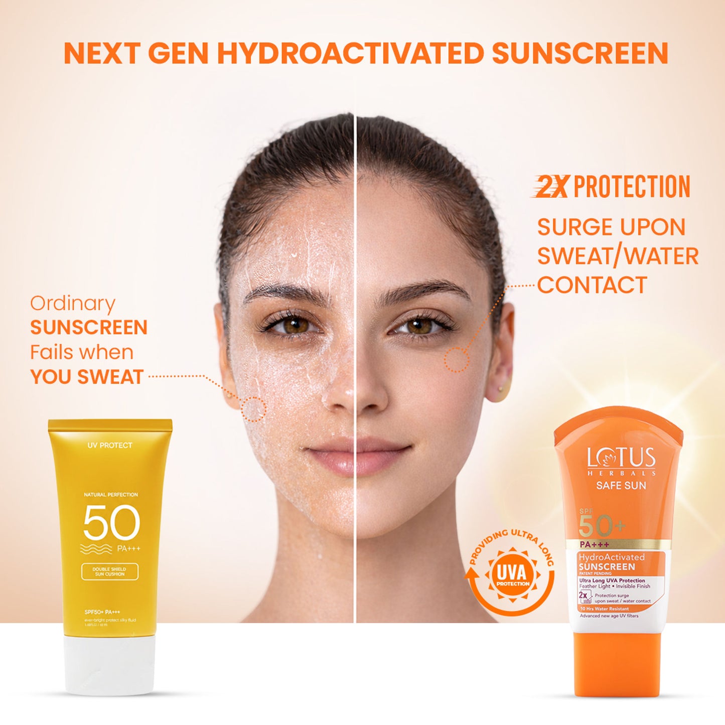 Lotus Herbals Safe Sun Hydro Activated Sunscreen SPF 50+ PA+++ & 10 Hr Water Resistant
