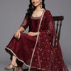 Dhiyona VA Women's Ethnic Motifs Embroidered Anarkali Kurta with Palazzos & With Dupatta