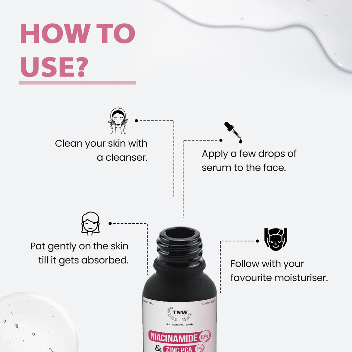 TNW The Natural Wash 10% Niacinamide + 1% Zinc PCA Face Serum, Minimize pores, Even skin tone