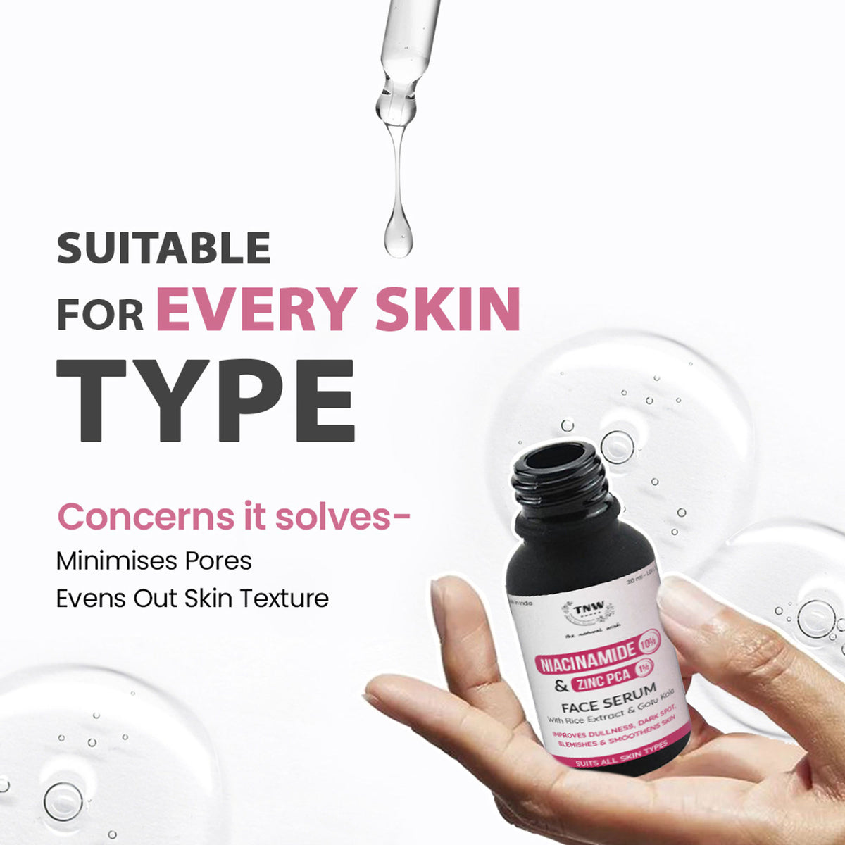TNW The Natural Wash 10% Niacinamide + 1% Zinc PCA Face Serum, Minimize pores, Even skin tone