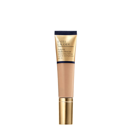 Estee Lauder Futurist Hydra Rescue Moisturizing Makeup SPF 45 in Shell Beige, 4-in-1 foundation with hydrating and sun protection features.