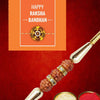 Dhiyona Stone Studded & beaded Rakhi Greeting Card & Roli Chawal