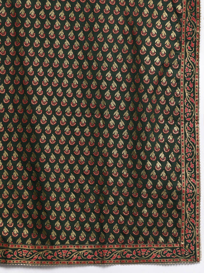 Dhiyona IE Women Green Ethnic Motifs Printed Kurta with Trousers & With Dupatta