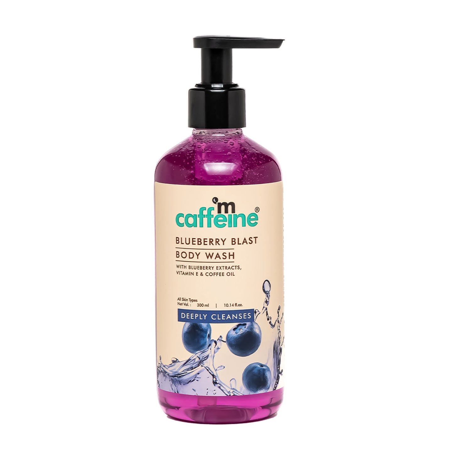 MCaffeine Blueberry Blast Body Wash With Fruity Fresh Blueberry Aroma, Deep Cleansing For Soft Skin