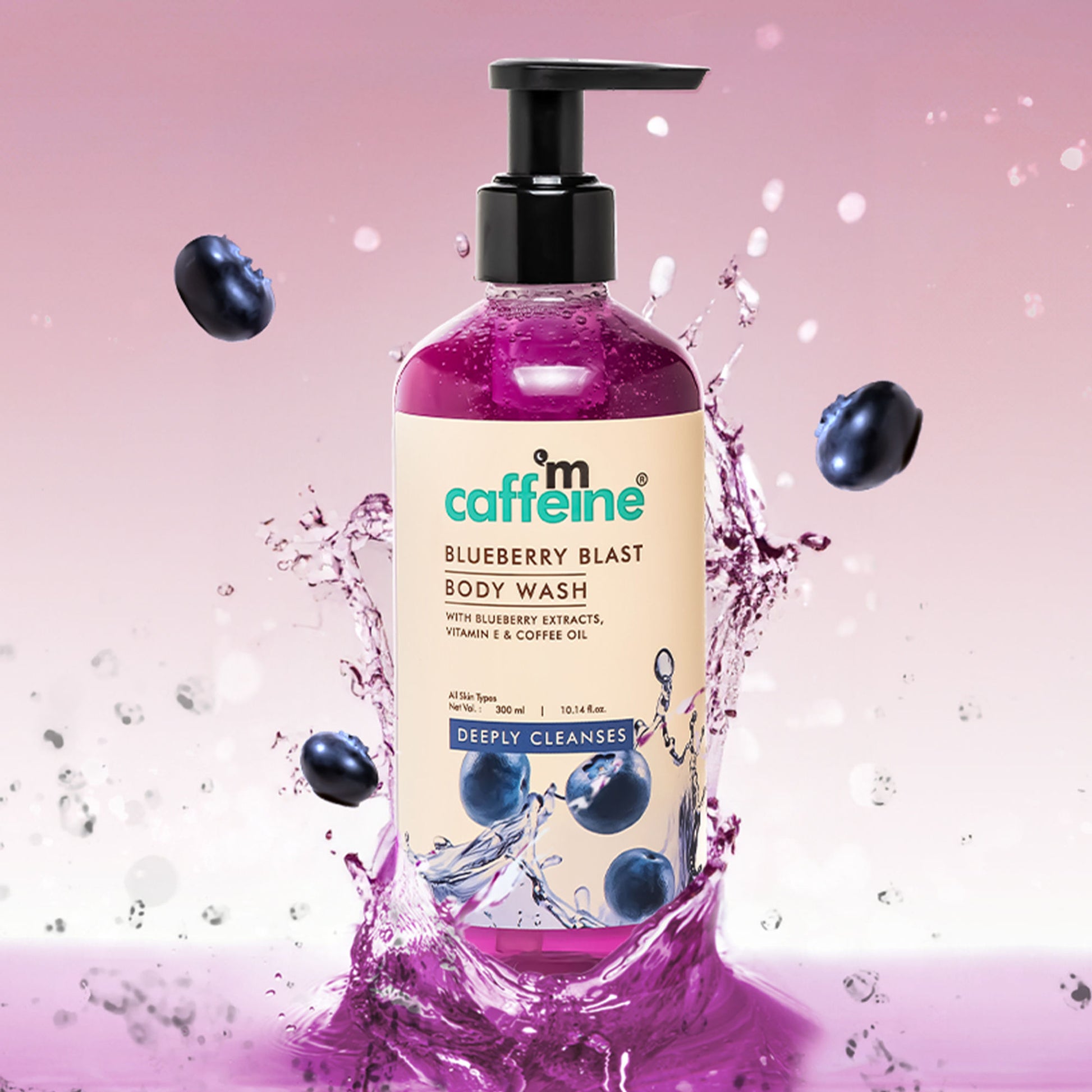MCaffeine Blueberry Blast Body Wash With Fruity Fresh Blueberry Aroma, Deep Cleansing For Soft Skin