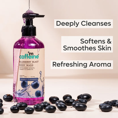 MCaffeine Blueberry Blast Body Wash With Fruity Fresh Blueberry Aroma, Deep Cleansing For Soft Skin