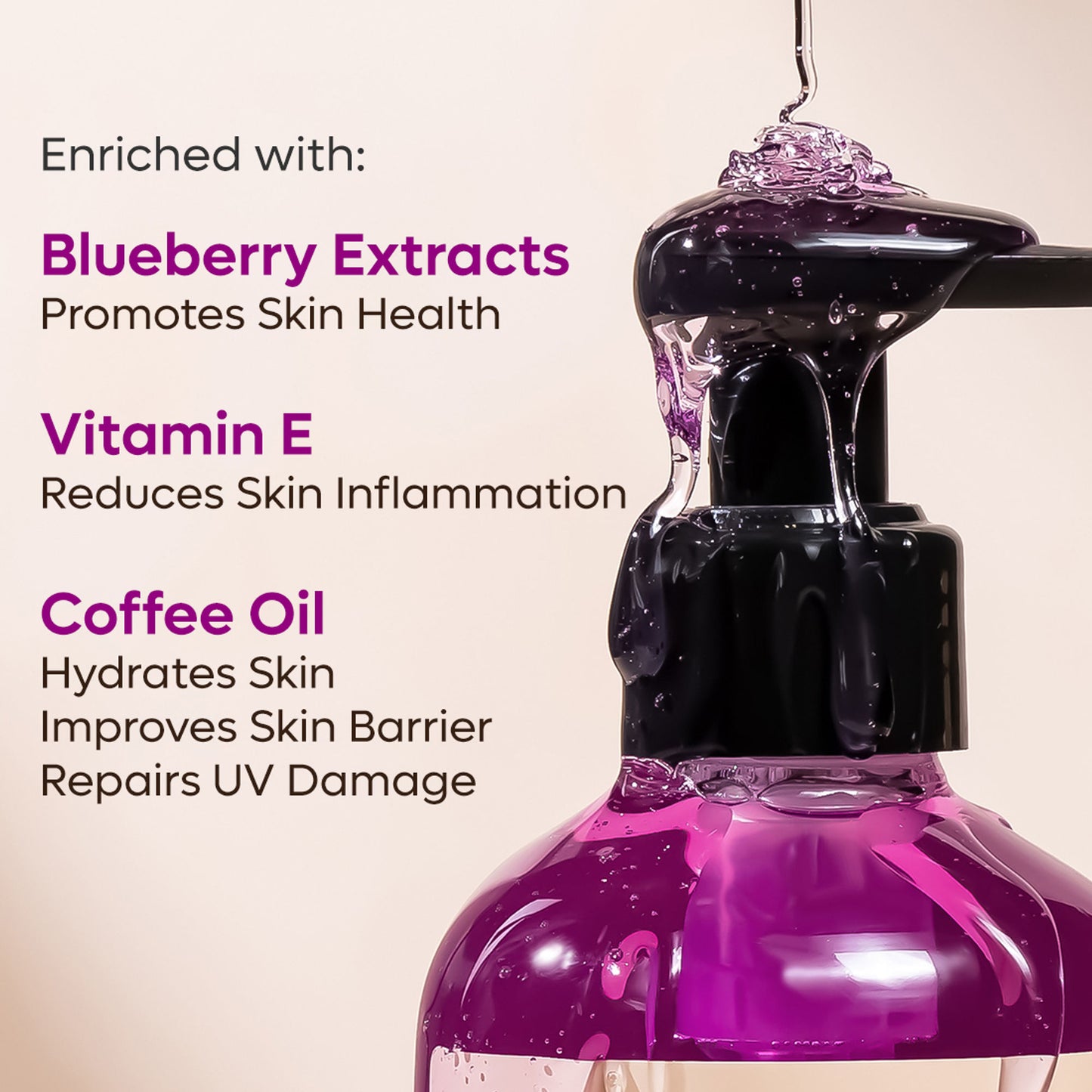 MCaffeine Blueberry Blast Body Wash With Fruity Fresh Blueberry Aroma, Deep Cleansing For Soft Skin