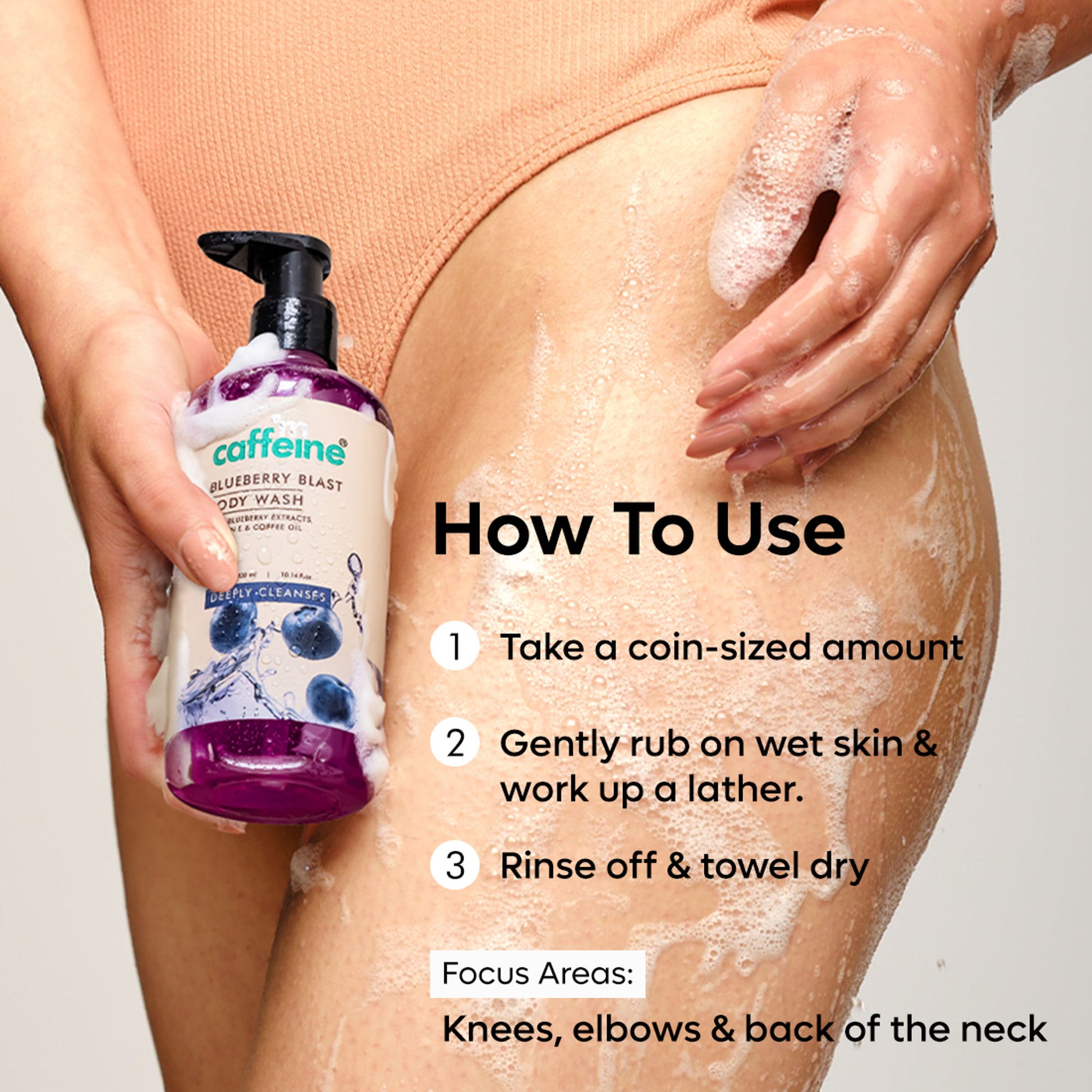 MCaffeine Blueberry Blast Body Wash With Fruity Fresh Blueberry Aroma, Deep Cleansing For Soft Skin