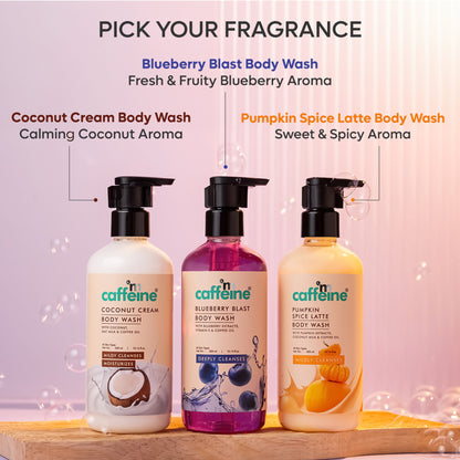 MCaffeine Blueberry Blast Body Wash With Fruity Fresh Blueberry Aroma, Deep Cleansing For Soft Skin