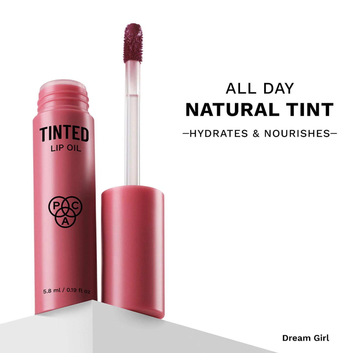 PAC Tinted Lip Oil - Hydrating Lip Oil, Non Greasy Glossy Finish, Subtle Natural Tint - Dream Girl