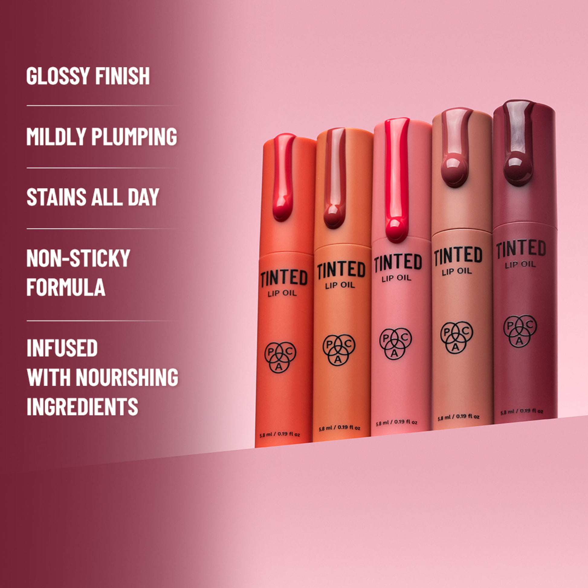 PAC Tinted Lip Oil - Hydrating Lip Oil, Non Greasy Glossy Finish, Subtle Natural Tint - Dream Girl