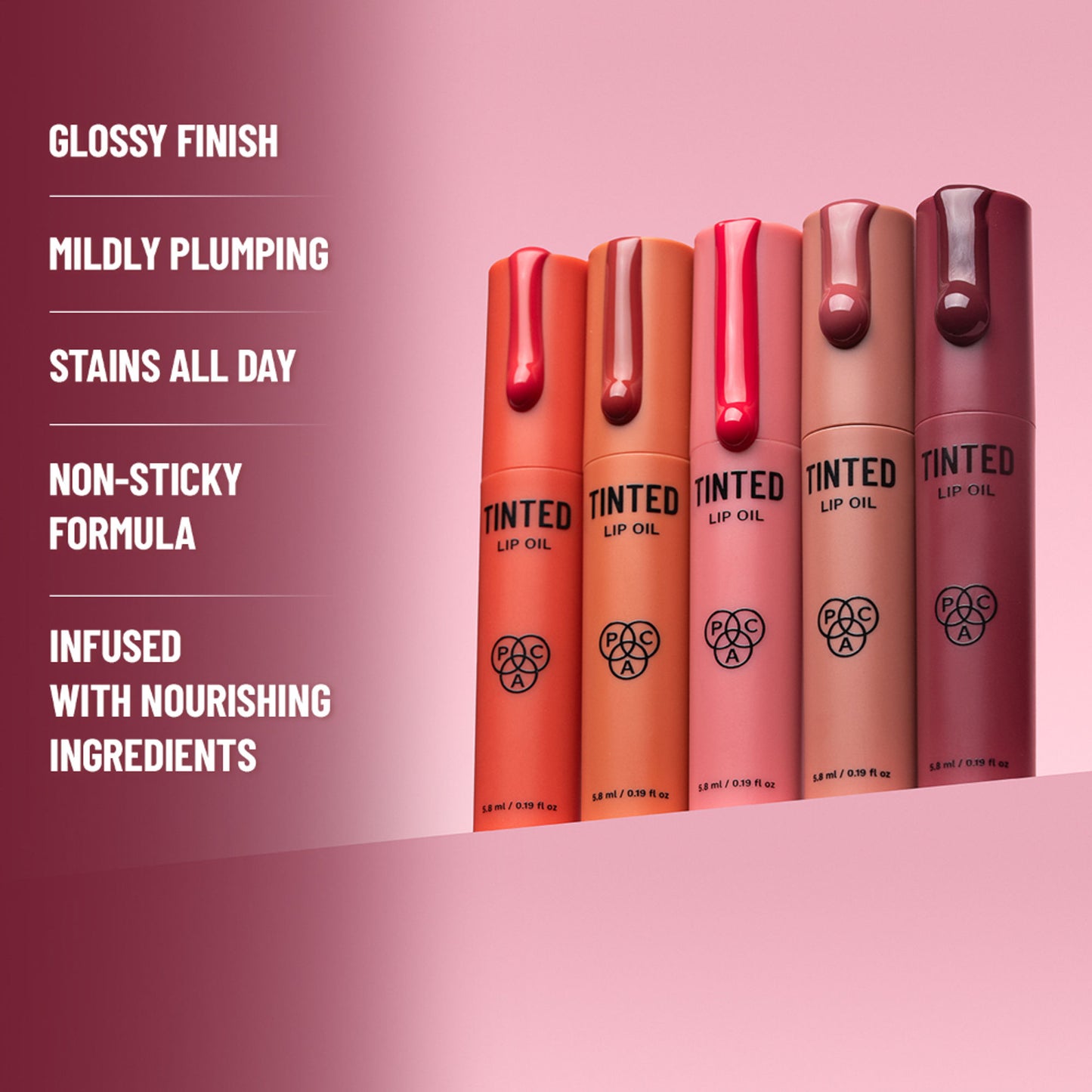 PAC Tinted Lip Oil - Hydrating Lip Oil, Non Greasy Glossy Finish, Subtle Natural Tint - Blushing Bride