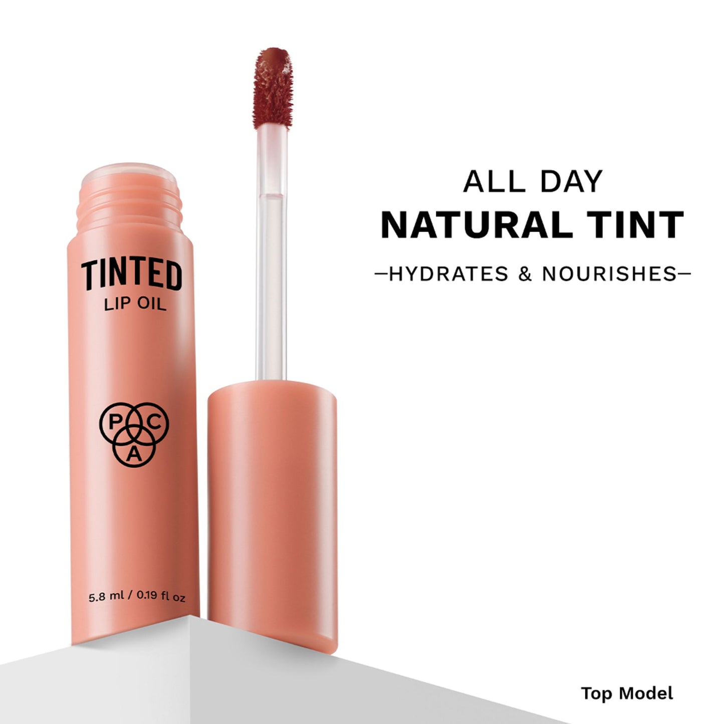 PAC Tinted Lip Oil - Hydrating Lip Oil, Non Greasy Glossy Finish, Subtle Natural Tint - Top Model