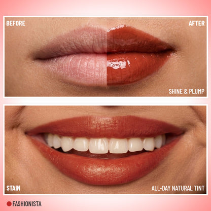 PAC Tinted Lip Oil - Hydrating Lip Oil, Non Greasy Glossy Finish, Subtle Natural Tint - Fashionista