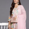 Dhiyona IE Women Embroidered Regular Thread Work Kurta with Trousers & Dupatta