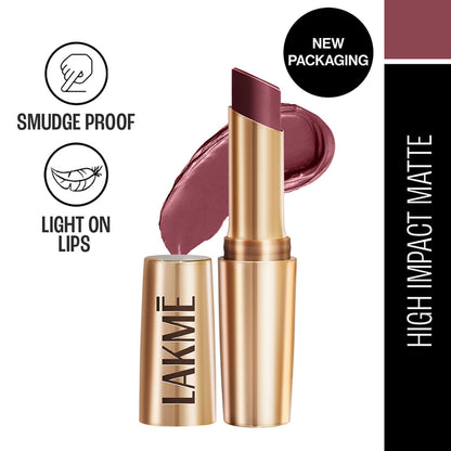 Lakme 9 To 5 Powerplay Priming Matte Lipstick in MP3 Pink Party, showing the lipstick tube and the vibrant pink shade.
