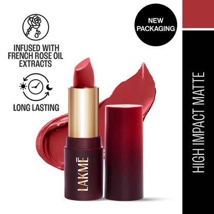 Lakme Forever Matte Lipstick, Made With French Rose Oil Extracts - Pink Lily