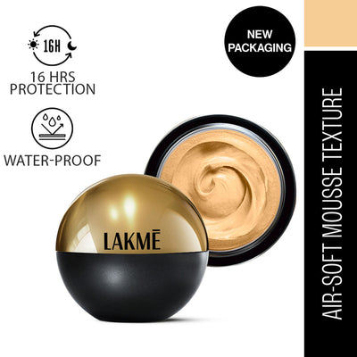 Lakme Xtraordin-Airy Mattereal Mousse Foundation, Matte Finish, With SPF8 - 04 Golden Creme