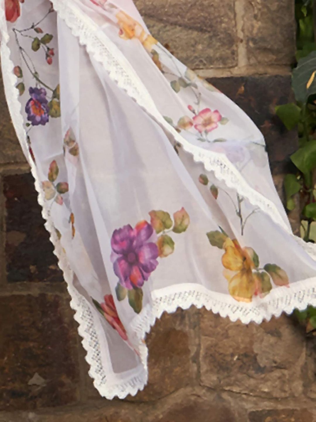 Floral Embroidered Patchwork Straight Kurta With Trousers & Dupatta