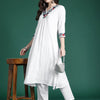 Dhiyona IE Self Design Thread Work Pure Cotton Kurta with Trousers