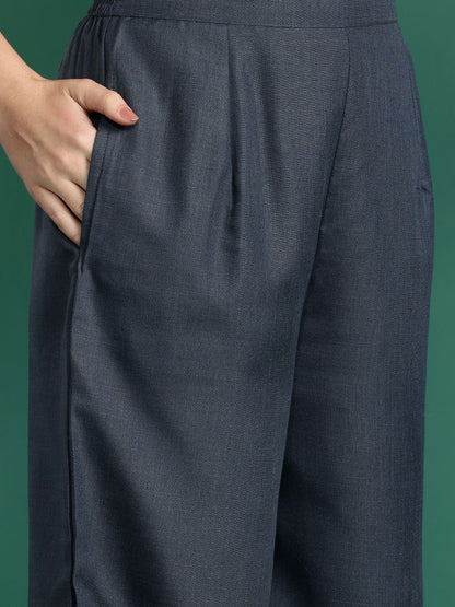 Indyancart IE Yoke Design Regular Kurta With Palazzos & Dupatta