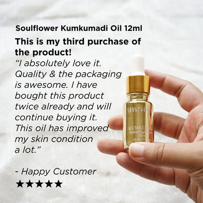 Soulflower Kumkumadi Tailam Saffron Night Serum Face Oil for Skin Glow, Anti Aging, Dark Spots