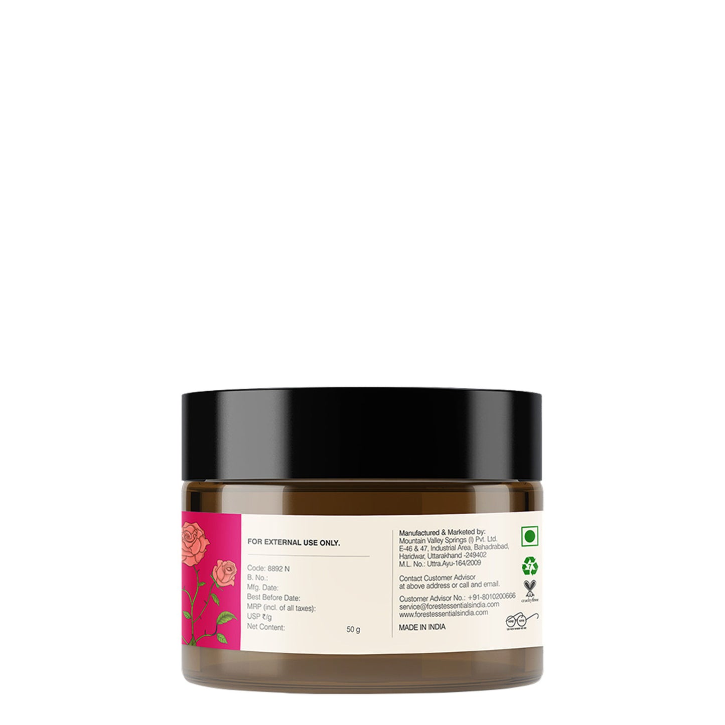 Forest Essentials Light Hydrating Facial Gel with Pure Rosewater - Ayurvedic Lightweight Moisturiser