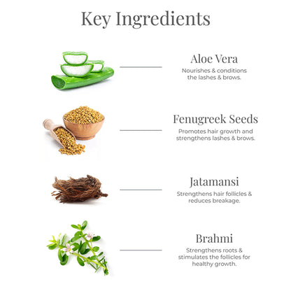 Forest Essentials Nayantara Clear Lash and Brow Growth Serum with Ayurvedic ingredients and Vitamin E for enhanced hair growth.