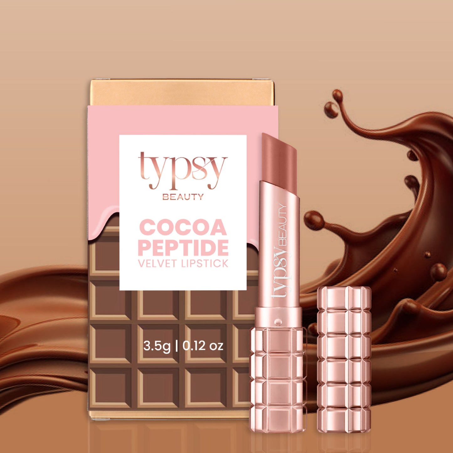 Typsy Beauty Cocoa Peptide Velvet Lipstick - Brownie Bite Deep 03