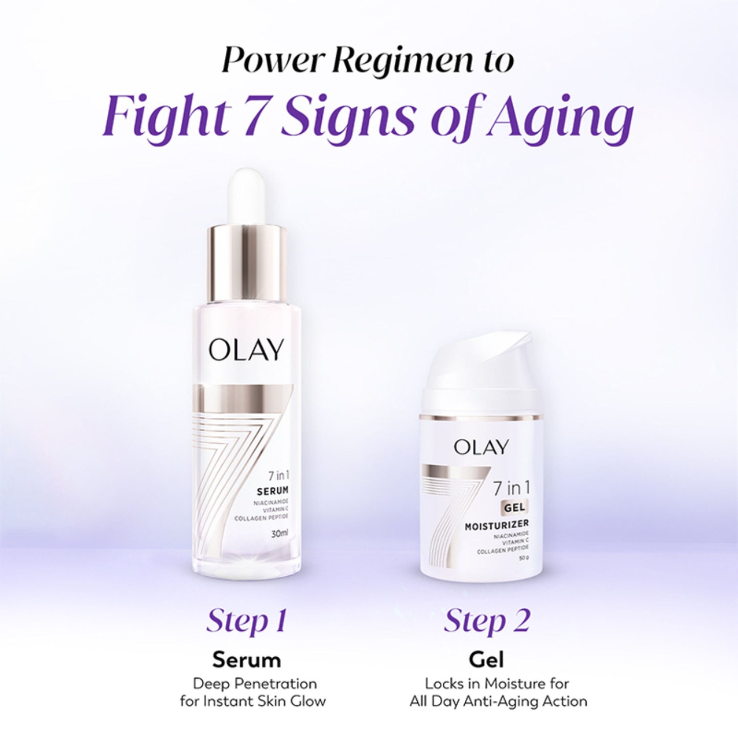 Olay 7in1 Serum with Niacinamide, Vitamin C, Collagen Peptides, Fights 7 Skin Issues