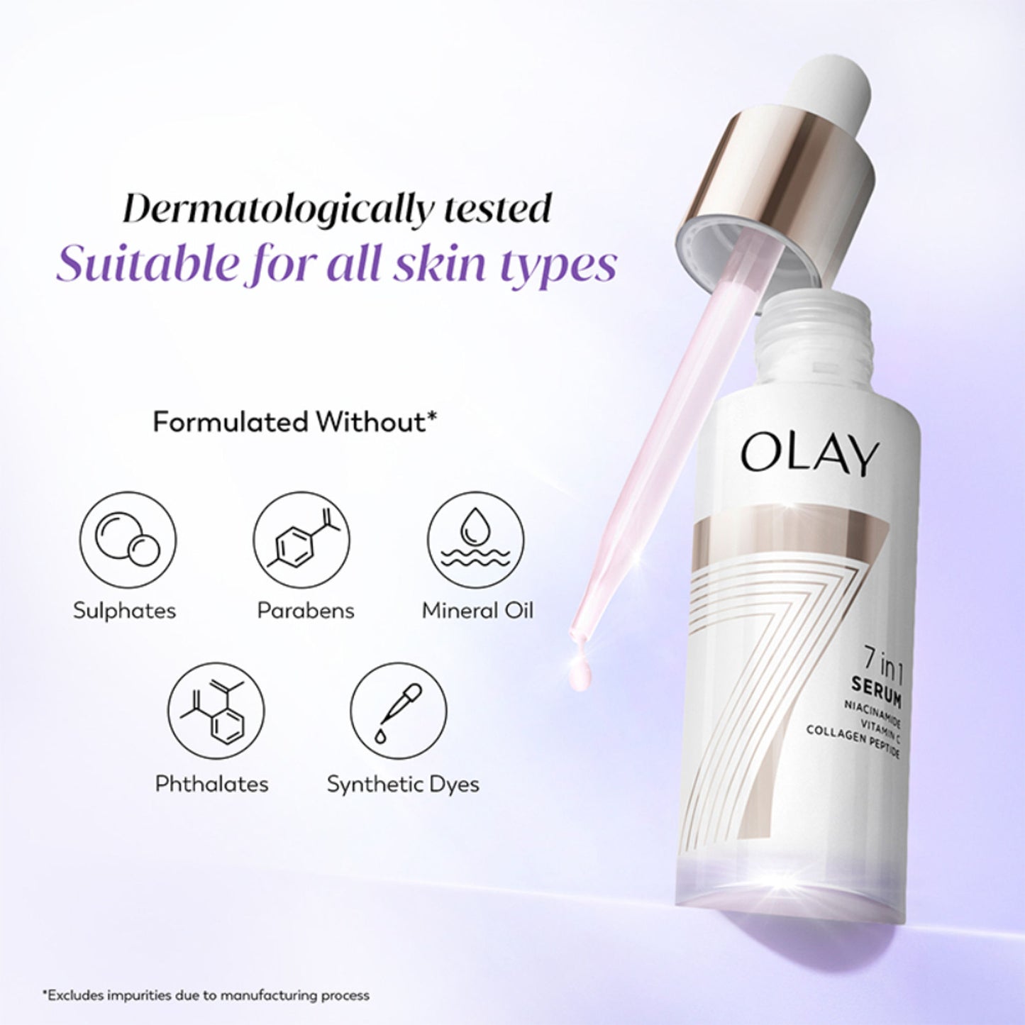 Olay 7in1 Serum with Niacinamide, Vitamin C, Collagen Peptides, Fights 7 Skin Issues