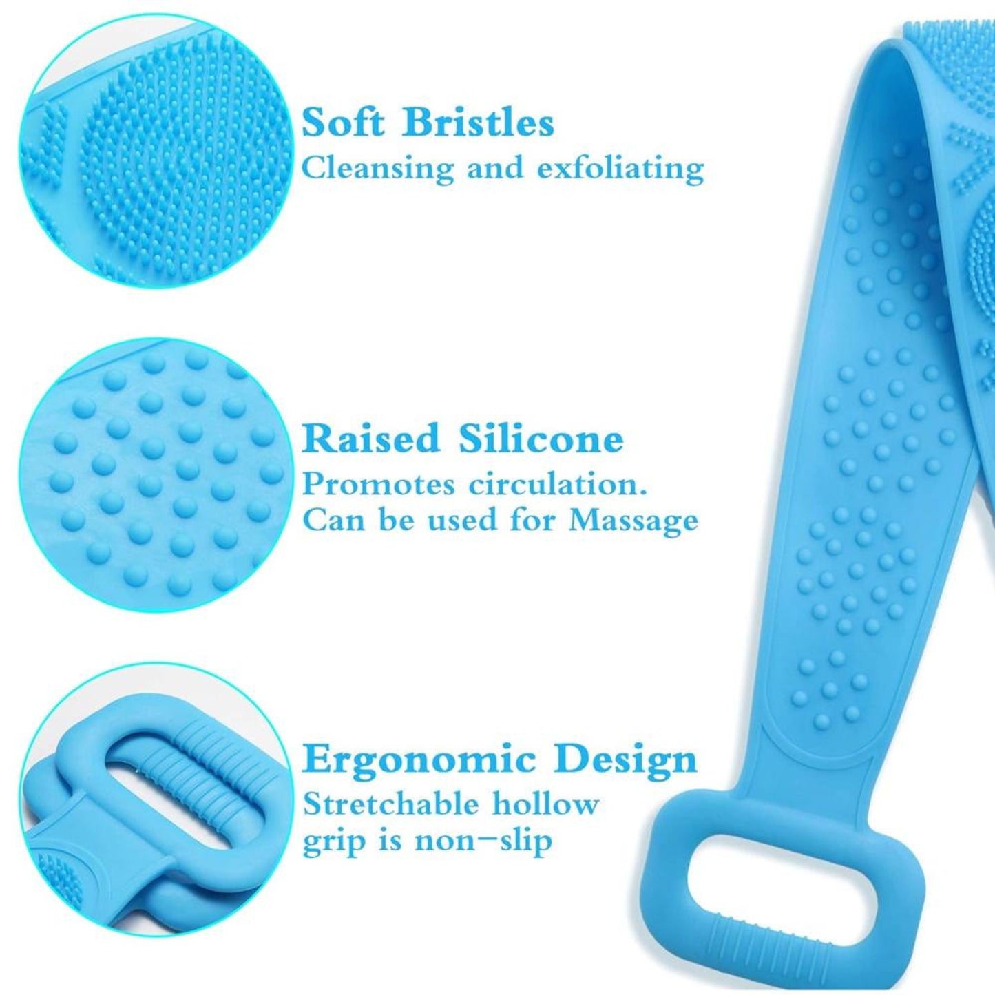 Getmecraft Exfoliating Silicone Back Srubber Belt - Color May Vary