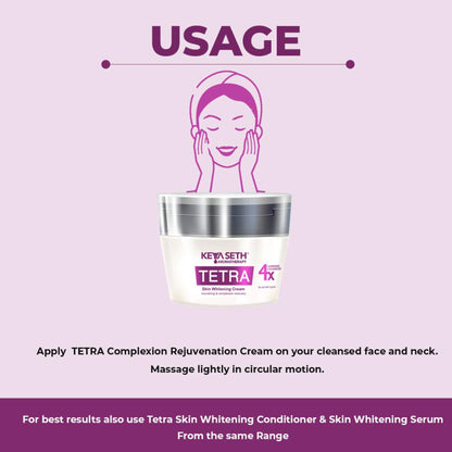 Keya Seth Aromatherapy Tetra Skin Whitening Night Cream jar with label, showcasing the product for nighttime skin brightening.