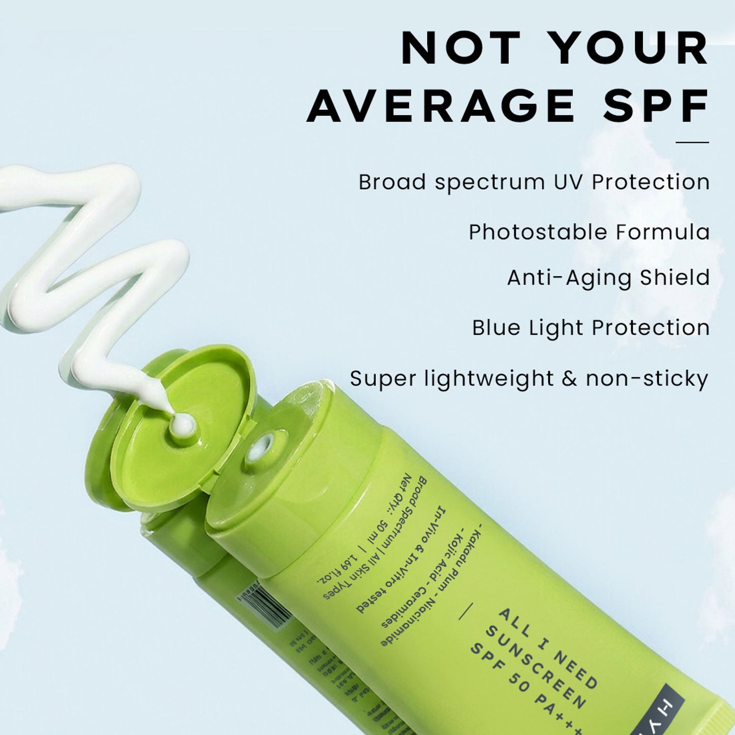 Hyphen All I Need Sunscreen SPF50 PA++++, Moisturizes, Repairs UV Damage, In-Vivo Tested