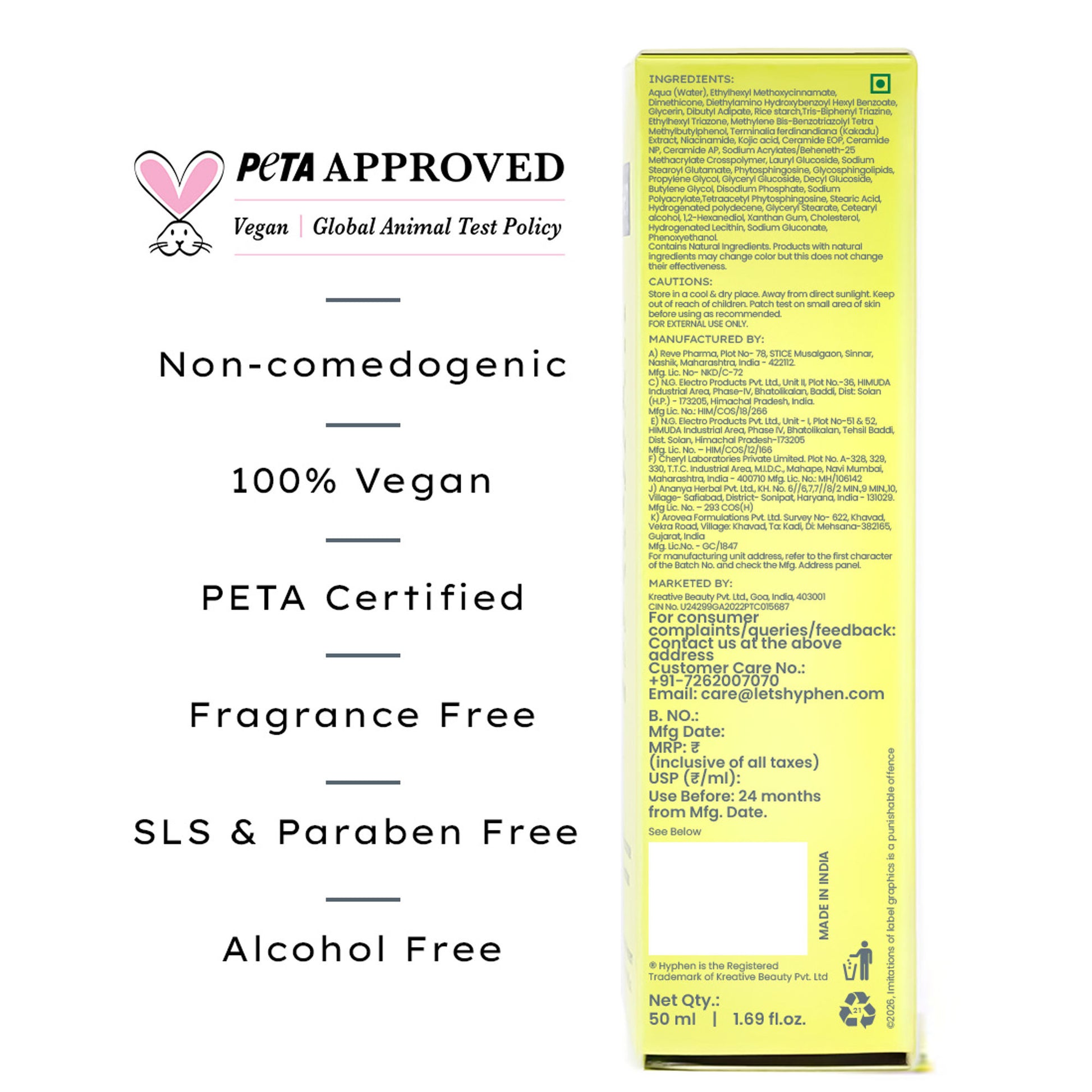 Hyphen All I Need Sunscreen SPF50 PA++++, Moisturizes, Repairs UV Damage, In-Vivo Tested