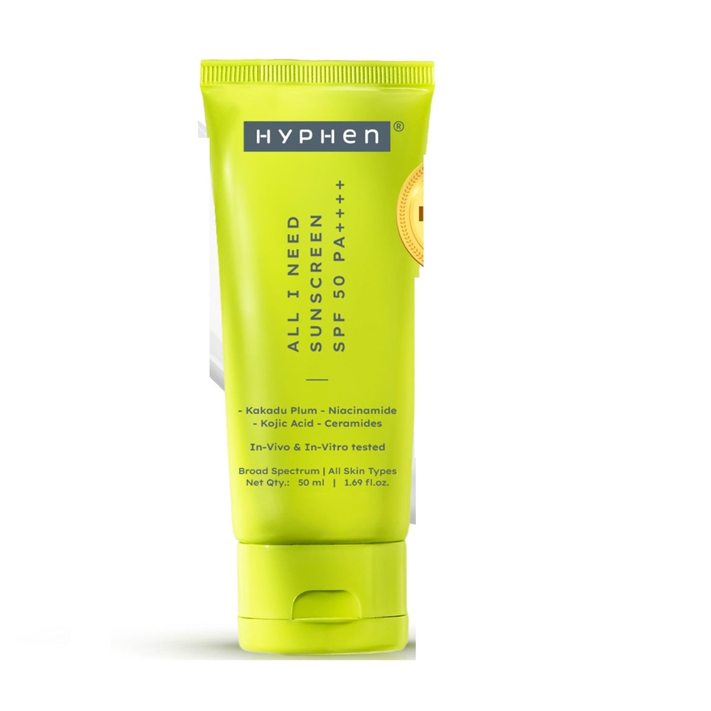 Hyphen All I Need Sunscreen SPF50 PA++++, Moisturizes, Repairs UV Damage, In-Vivo Tested