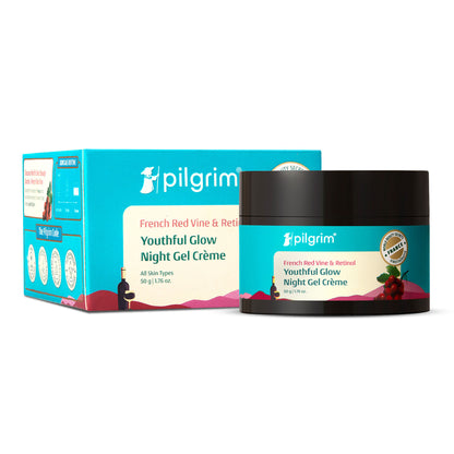 Pilgrim French Red Vine & Retinol Youthful Glow Anti-Ageing Night Gel Creme Refine Skin Texture
