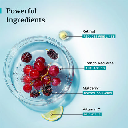 Pilgrim French Red Vine & Retinol Youthful Glow Anti-Ageing Night Gel Creme Refine Skin Texture