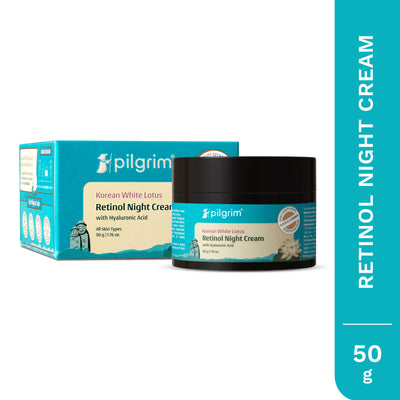 Pilgrim Korean White Lotus Retinol AntiAgeing Night Cream with HyaluronicAcid Enchance Skin Radiance