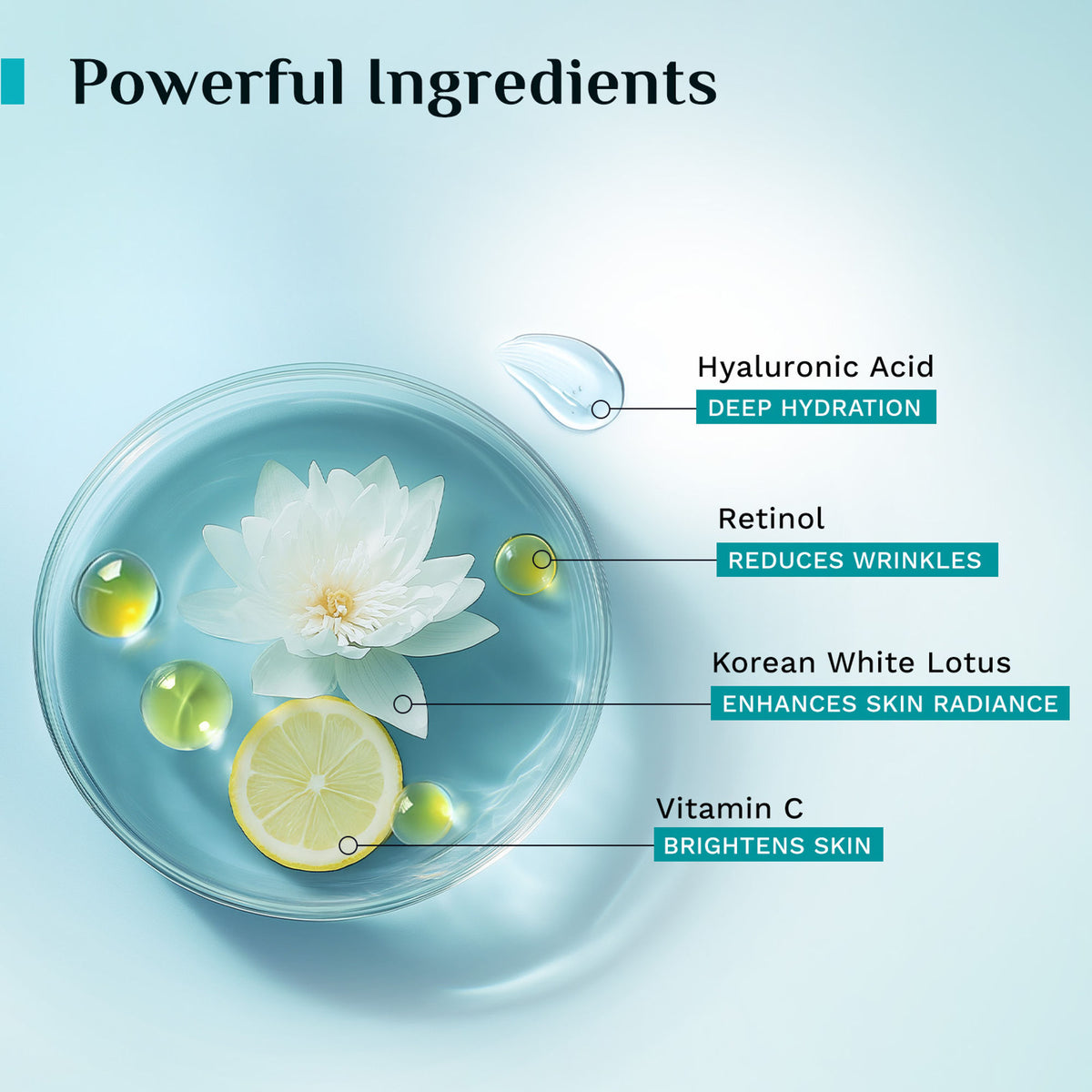 Pilgrim Korean White Lotus Retinol AntiAgeing Night Cream with HyaluronicAcid Enchance Skin Radiance