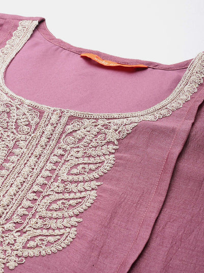 Indyancart IE Women Embroidered Regular Sequined Kurta with Trousers & Dupatta