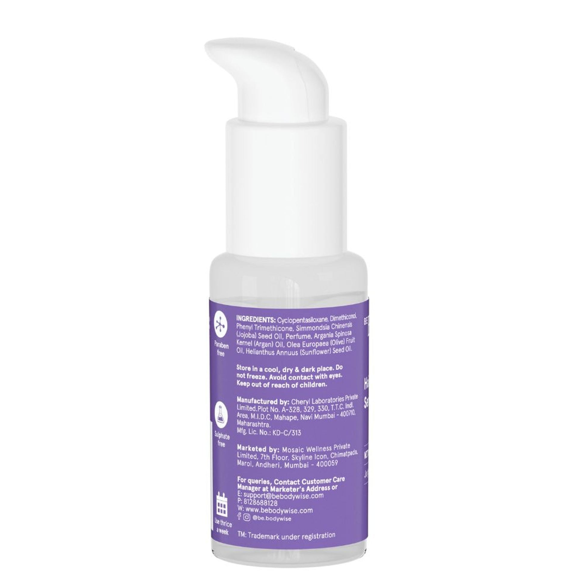 Be Bodywise Hair Strengthening Serum - Controls Frizz, Detangles & Treats Dry, Damaged Hair