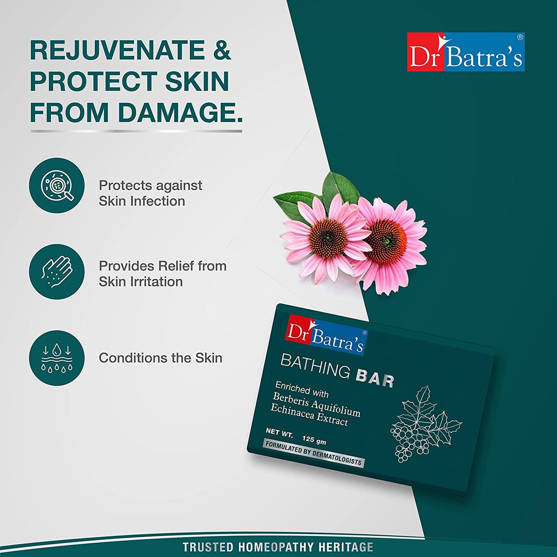 Dr. Batra's Bathing Bar Enriched With Berberis Aquifolium & Echinacea
