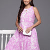 Dhiyona VA Women'sFloral Printed Keyhole Neck Pure Cotton Anarkali Kurta with Palazzos