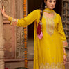 Indyancart IE Ethnic Motifs Embroidered Sequinned Straight Kurta with Trouser & Dupatta