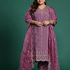 Indyancart IE Plus Size Ethnic Motifs Embroidered Sequinned Kurta with Trousers & With Dupatta
