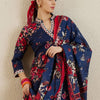 Indyancart IE Plus Size Floral Printed Angrakha Pure Cotton Kurta Trousers & Dupatta